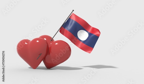 Cuori uniti da una bandiera con colori Laos
 photo