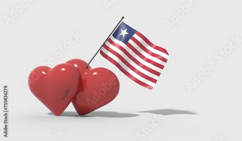 Cuori uniti da una bandiera con colori Liberia.
 photo
