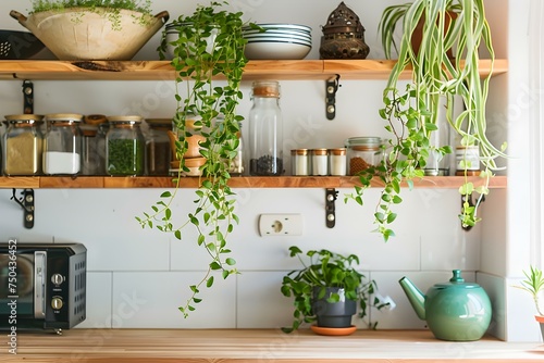 Sunlit Kitchen Shelf Nature Harmony