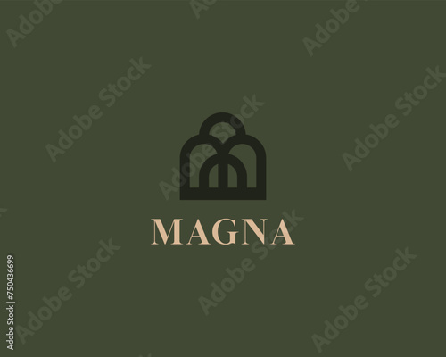 Abstract arches logo. Universal construction building house concept. Creative real estate property sign. Vector illustration.