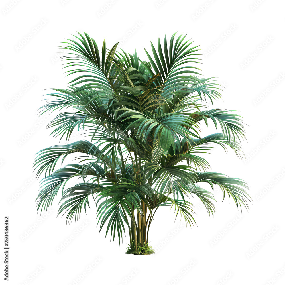 Fototapeta premium palm tree with large flat leaves isolated on transparent background