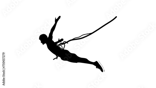 bungee jumper, black isolated silhouette photo