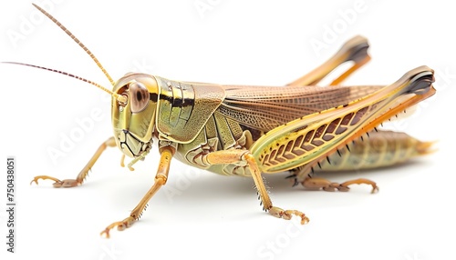 Grasshopper in front of white background © thiraphon