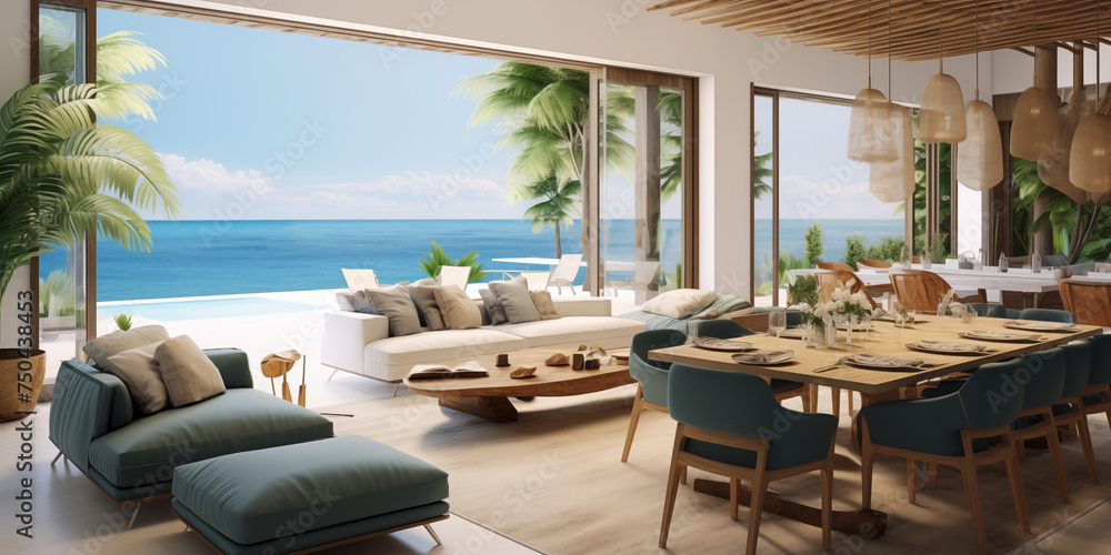 Living room interior with large window Living room interior with large window