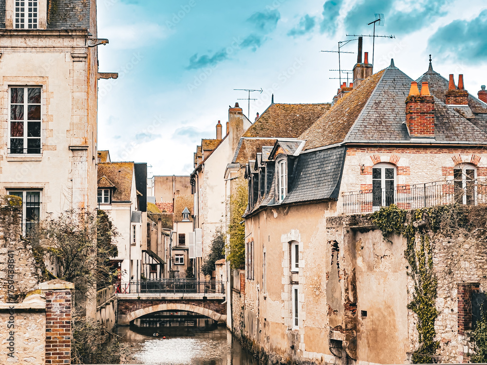 Antique building view in Montargis, France Antique building view in Montargis, France