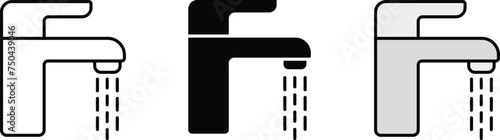 Faucet Icons, Symbols collection in Lined, Isolated and Colored style. Vector Illustration