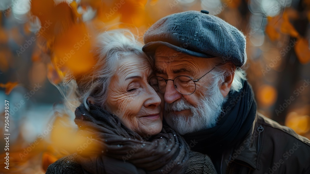 Embracing Nature: Elderly Couple's Tender Moment. Concept Nature, Elderly Couple, Tender Moment, Photography, Embracing