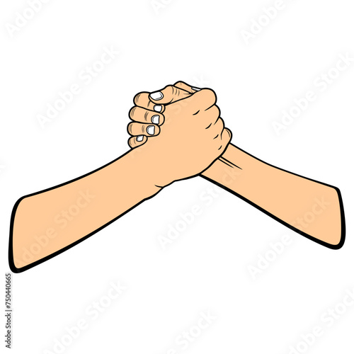 two hands clenched around each other vector illustration