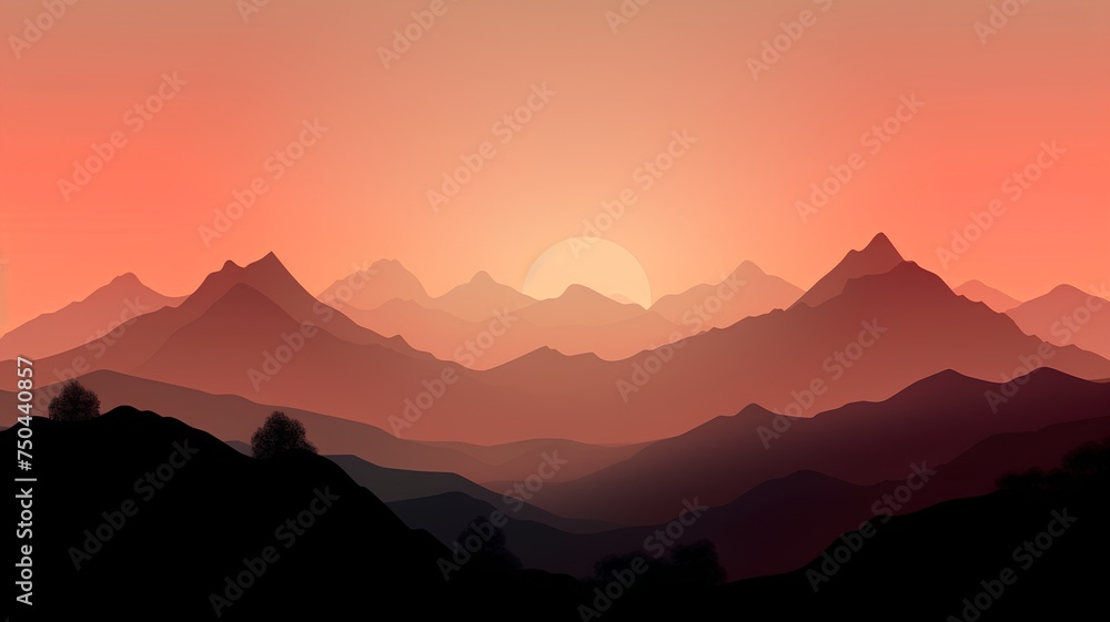 Mountain landscape at sunset. Vector illustration for your design. EPS10