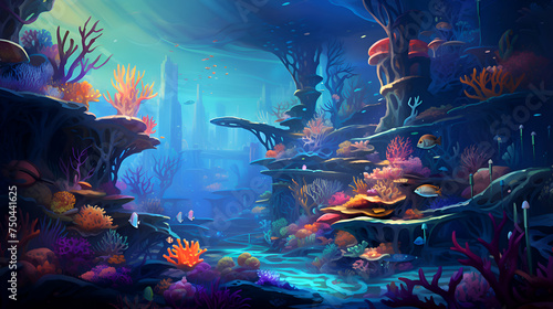 Underwater world. Underwater world with corals and tropical fish.