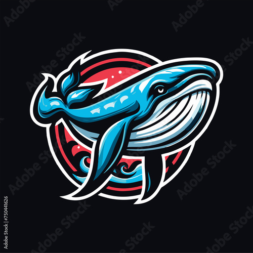 whale logo esport style vector illustration