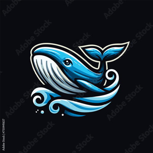 whale logo esport style vector illustration