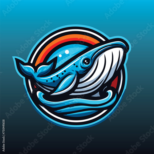 whale logo esport style vector illustration