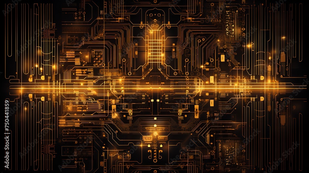 Abstract technology background. Circuit board. 3d rendering, 3d illustration.