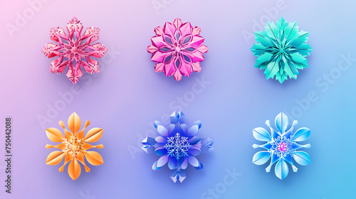 Snowflake icon isolated. Winter snowflakes on colorful © Gefer