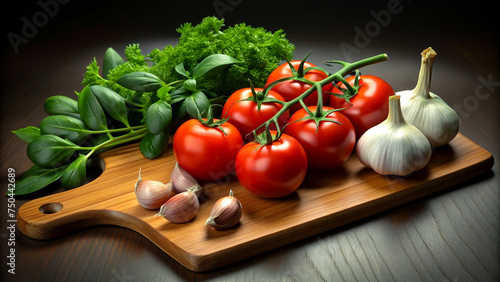 vegetables on a board