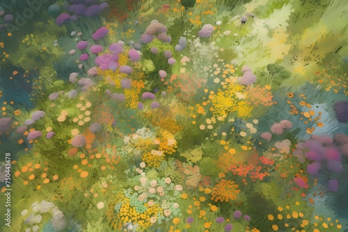 abstract seamless background with flowers in watercolor style, vector illustration