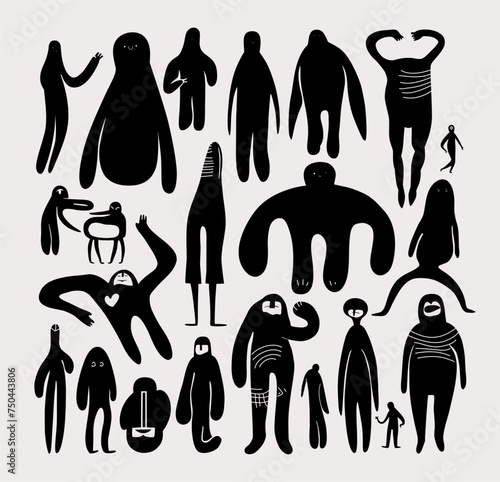 Set of Hand drawn various Shapes and Doodle objects. Trendy Vector Illustrations