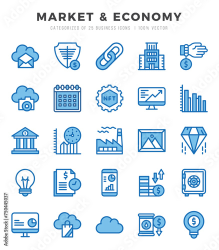 Market & Economy icons set. Vector illustration.