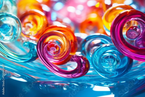 Abstract multi-colored liquid background of bright curls