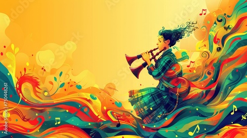Greeting Card and Banner Design for National Bagpipe Day Background for Educational Purpose