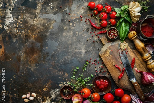 Food Background. Cooking. On the old background. Free copy space. Top view. 