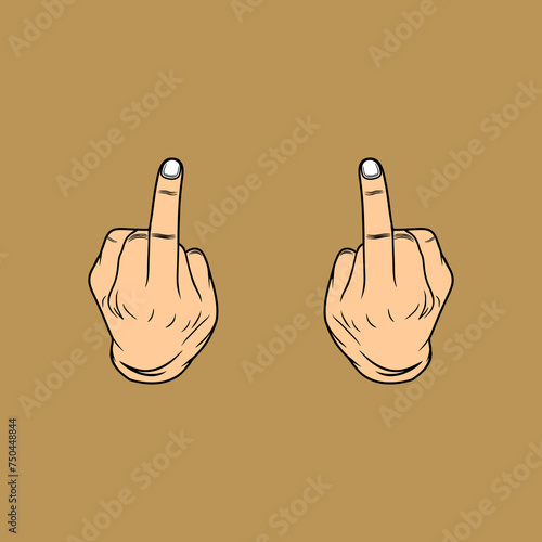 left and right hand middle finger gesture middle finger sign vector illustration