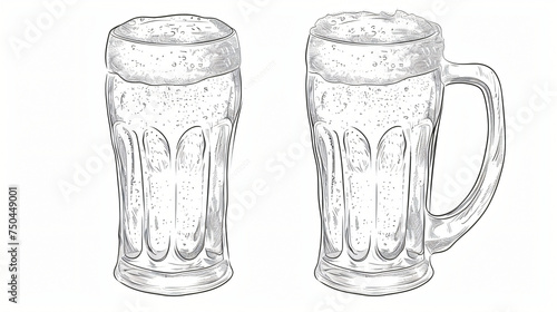 The clink of beer glasses. Beer glasses with foam on P