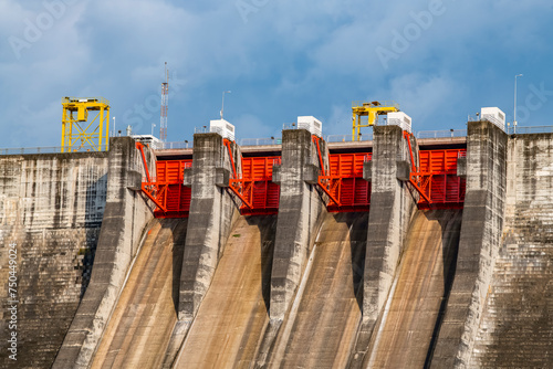 Wallpaper Mural A large sluice gate blocks the water of Khun Dan Prakan Chon Dam. Beautiful large cement dam in Nakhon Nayok Province. Torontodigital.ca