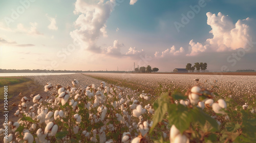 Cotton fields ready for harvesting amazing lake