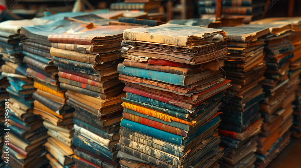 Stack of old books at the bookshop Stack of old books at the bookshop