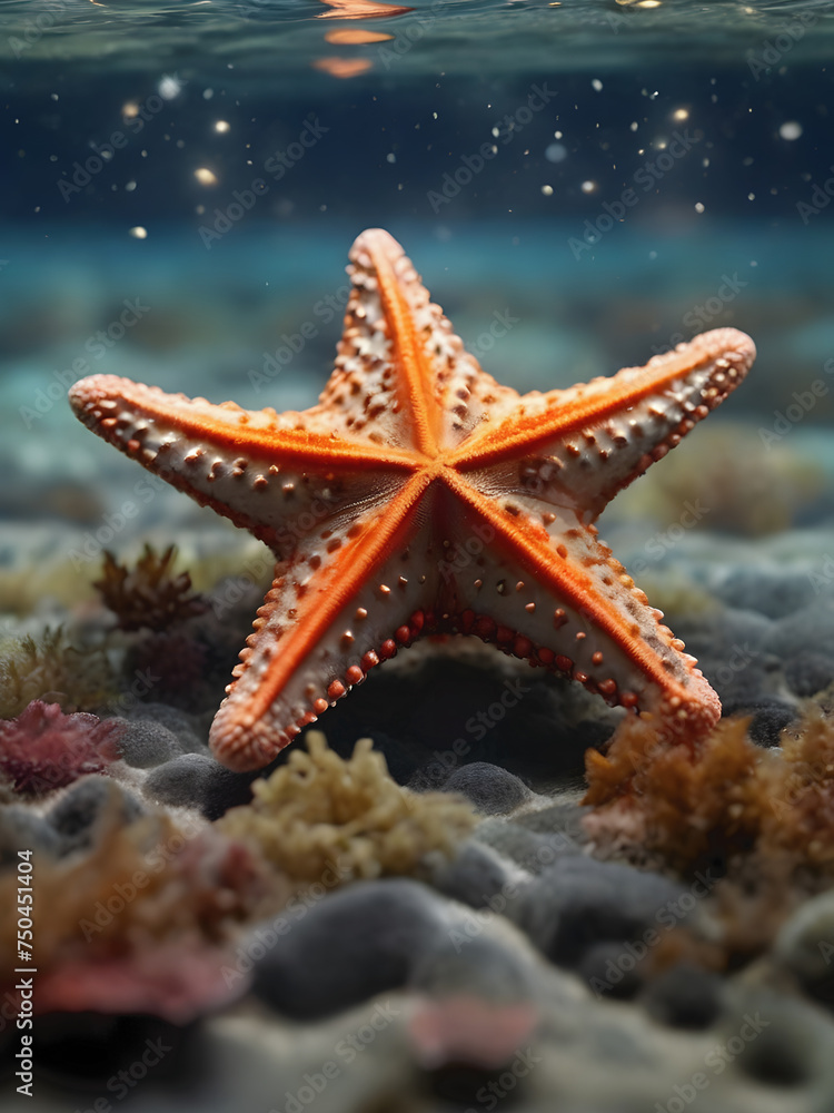 Flying Starfish Gliding Above the Waves. Generative AI Flying Starfish Gliding Above the Waves. Generative AI