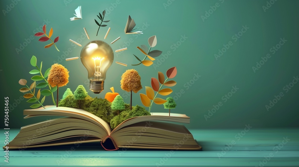 Education and knowledge, showcasing a bright light bulb symbolizing ...