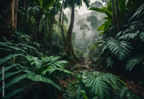 tropical forest in jungle  dark forest