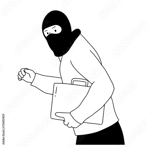 the thief made off with the suitcase, vector