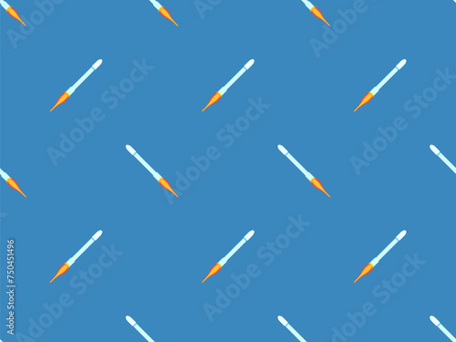 Spaceships seamless pattern. Orbital launch vehicle. Space rockets in flat style. Spaceships for space exploration and interplanetary flights. Design for banners and posters. Vector illustration