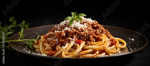 Savoring a Delectable Plate of Cheesy Meat Pasta Under a Stunning Blue Sky