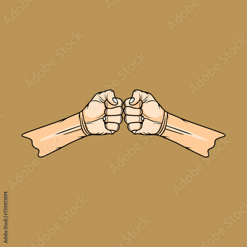 right and left hands clenched into fists vector illustration