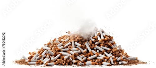 Toxic Addiction: Stack of Cigarettes Emitting Smoke, Symbolic of Health Hazards and Smoking Habit