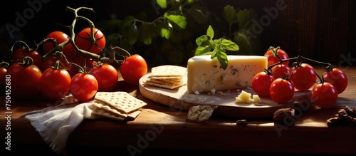 Rustic Wooden Cutting Board with Selection of Fresh Ingredients for Lenten Menu Preparation