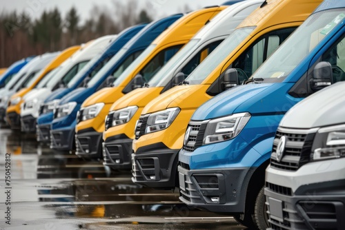 Generic row of new vans in a parking bay ready for purchase