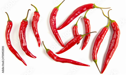 Chiles toreados neatly arranged, top-down view isolated on white background. Mexican cuisine ingredient concept. Design for spice profiles and culinary articles photo