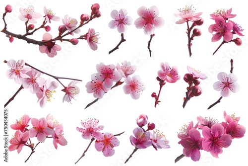 A bunch of pink flowers on a branch. Ideal for spring and nature concepts