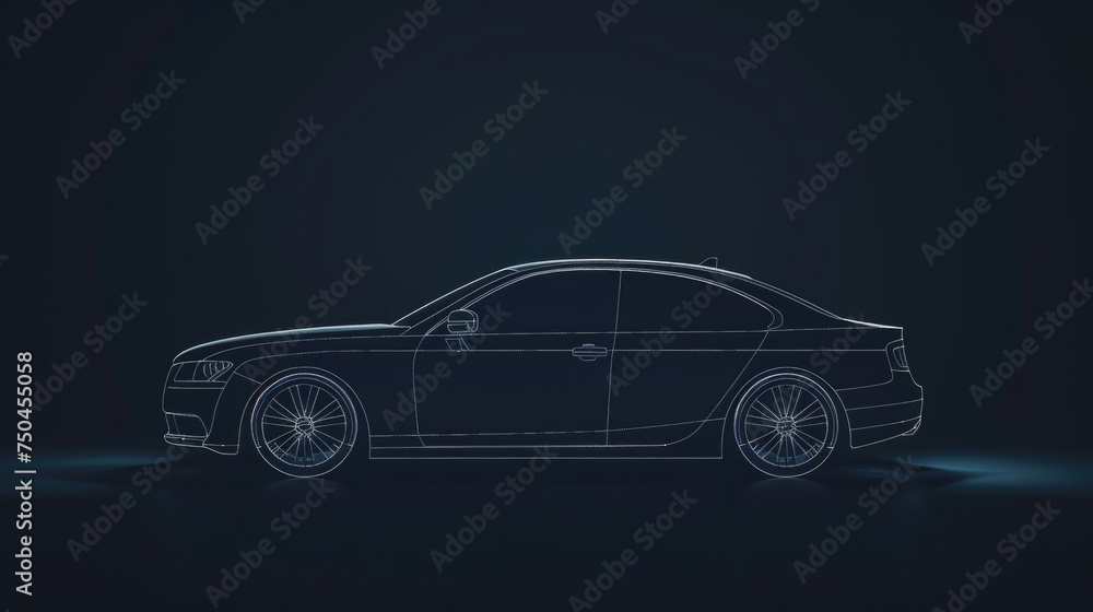 A car is shown in a dark room. Suitable for automotive industry A car is shown in a dark room. Suitable for automotive industry