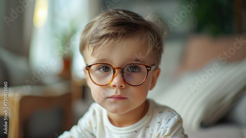 A young boy sitting on a couch