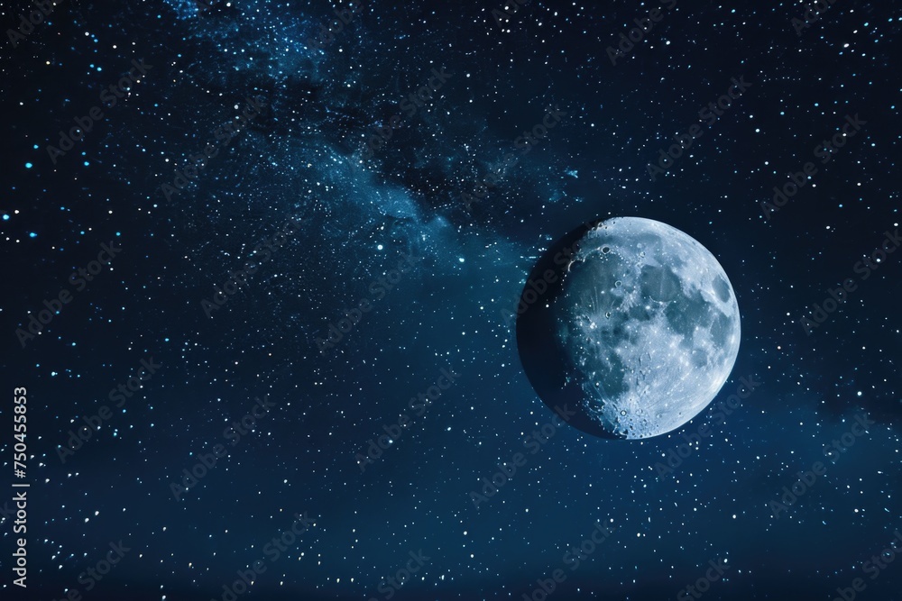 A stunning image of the moon shining brightly in the night sky. Perfect for astronomy enthusiasts or night scene backgrounds