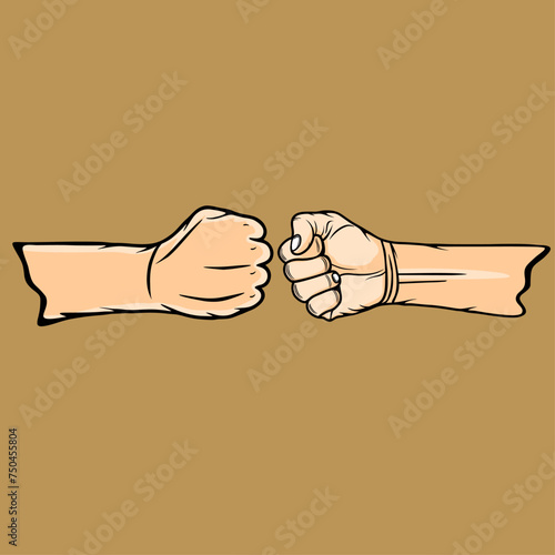 punching hand gesture boxing vector illustration