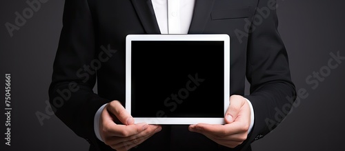 Confident Entrepreneur Presenting Digital Data on Tablet Device in Business Setting