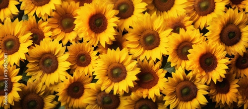 Vibrant Sunflower Field Blooming Under the Warm Summer Sun in a Captivating Display of Nature's Beauty