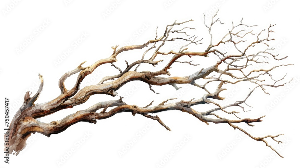 Fototapeta premium A beautiful watercolor painting of a dead tree. Perfect for nature-themed designs
